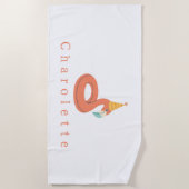 summer flamingo float kids birthday pool party ビーチタオル (正面)