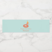 summer flamingo float kids birthday pool party ペットボトルラベル (シングルラベル)