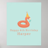 summer flamingo float kids birthday pool party ポスター (正面)