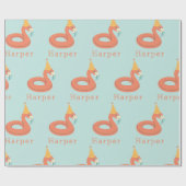 summer flamingo float kids birthday pool party ラッピングペーパー (フラット)