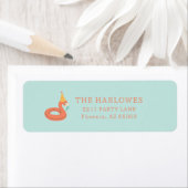 summer flamingo float kids birthday pool party ラベル (インサイチュ)