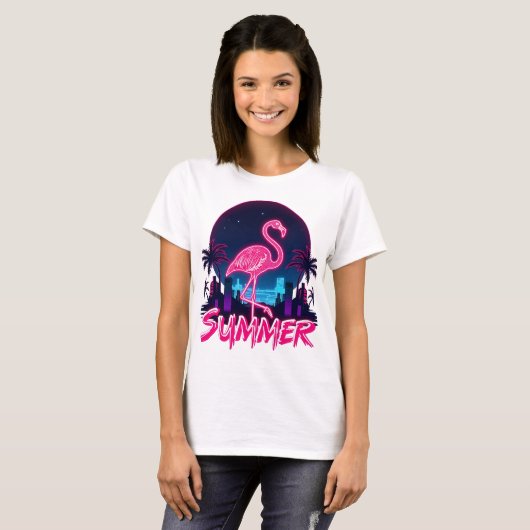 Summer Flamingo neon Sommer Tシャツ (正面フル)
