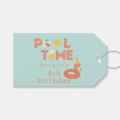 summer flamingo popsicle kids birthday pool party ギフトタグ (正面(横))