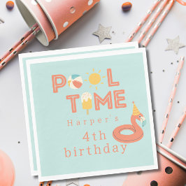 summer flamingo popsicle kids birthday pool party スタンダードランチョンナプキン