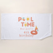 summer flamingo popsicle kids birthday pool party ビーチタオル (正面)