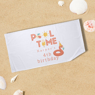 summer flamingo popsicle kids birthday pool party ビーチタオル