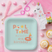 summer flamingo popsicle kids birthday pool party ペーパープレート (パーティー)