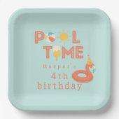 summer flamingo popsicle kids birthday pool party ペーパープレート (正面)