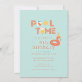 summer flamingo popsicle kids birthday pool party 招待状 (正面)