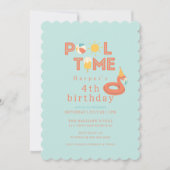 summer flamingo popsicle kids birthday pool party 招待状 (正面)