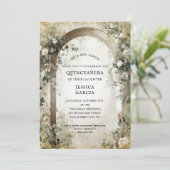 Summer Floral Arch Enchanted Garden Quinceañera  招待状 (スタンド正面)