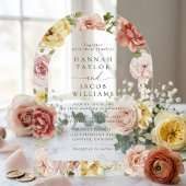 Summer Floral Blush Pink and Yellow Wedding アクリル招待状