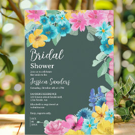 Summer floral Bridal Shower with Photo Green 招待状