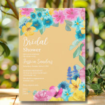 Summer floral Bridal Shower with Photo Yellow