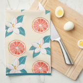 Summer Floral Grapefruit – Coastal Citrus Design キッチンタオル (四つ折り)
