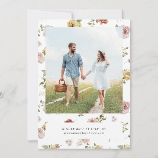Summer Floral Photo Wedding 招待状 (裏面)
