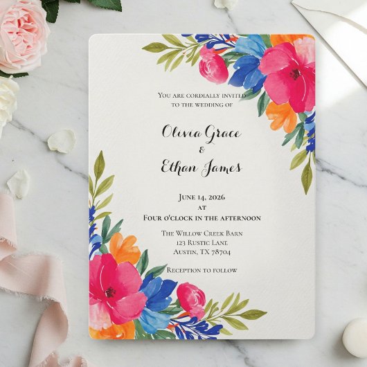 Summer Floral Wedding Invitations - Floral Design 招待状