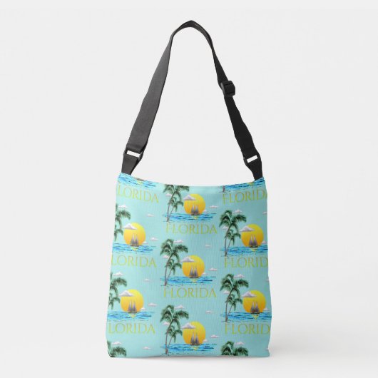 Summer Florida Sailboat Sunset Coastal Beach クロスボディバッグ (正面)