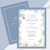 Summer Flowers Blue結婚's with RSVP 招待状