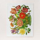 Summer Flowers in a Basket, Vintage Art ジグソーパズル (縦)