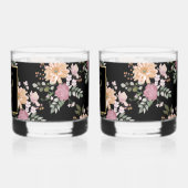 Summer Flowers on Black 結婚's ウイスキーグラス (左)