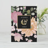 Summer Flowers on Black 結婚's 招待状 (スタンド正面)