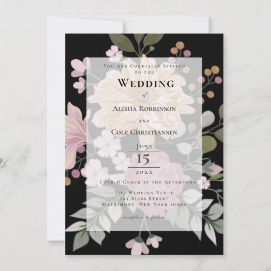 Summer Flowers on Black 結婚's 招待状 (裏面)