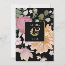 Summer Flowers on Black 結婚's