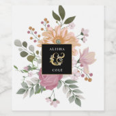 Summer Flowers on White 結婚's ワインラベル (シングルラベル)