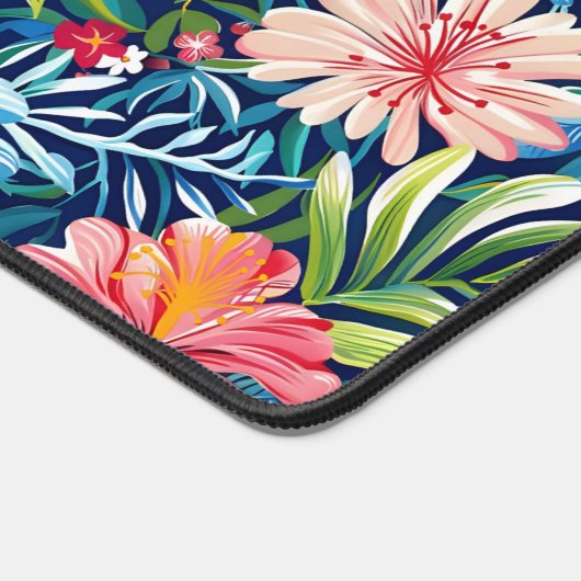 Summer Flowers Tropical Floral Pattern Girly デスクマット (コーナー)