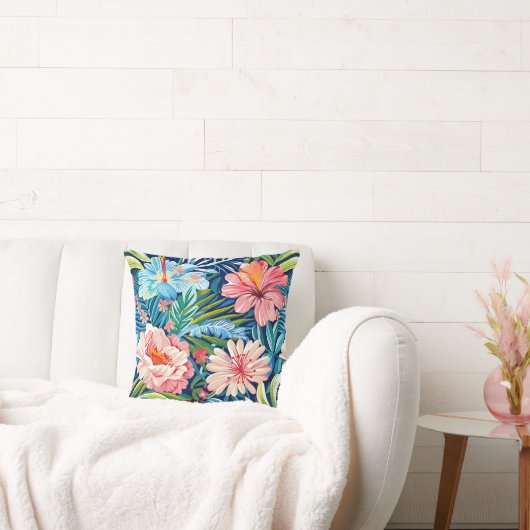 Summer Flowers Tropical Pretty Floral Pattern クッション (ソファ)