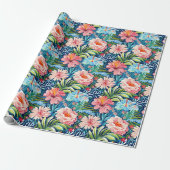Summer Flowers Tropical Pretty Floral Pattern ラッピングペーパー (アンロールド)