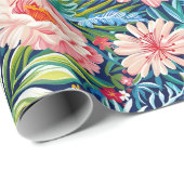 Summer Flowers Tropical Pretty Floral Pattern ラッピングペーパー (ロールコーナー)