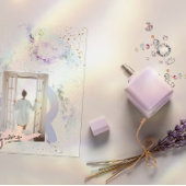 Summer Flowers Watercolor Paper Textured Wedding I 招待状