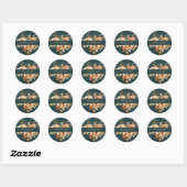 Summer Forest Witch Teal Round Wedding Sticker ラウンドシール (シート)