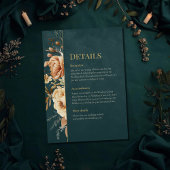 Summer Forest Witch Teal Wedding Details Card 招待状