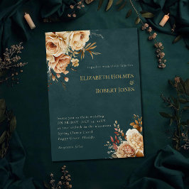 Summer Forest Witch Teal Wedding Invitation 招待状