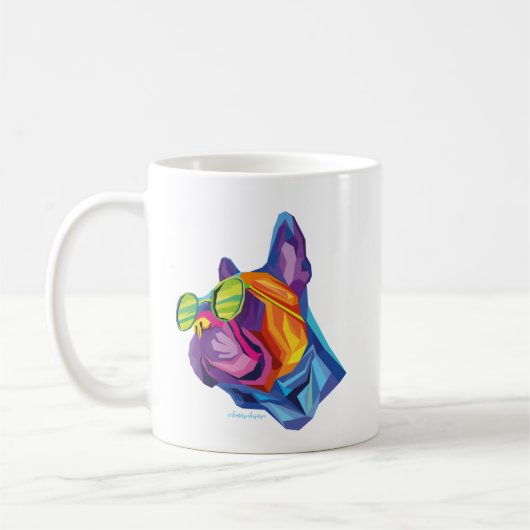 Summer French Bulldog Puppy Colourful コーヒーマグカップ (左)