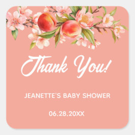 Summer Fruit Floral Baby Shower スクエアシール