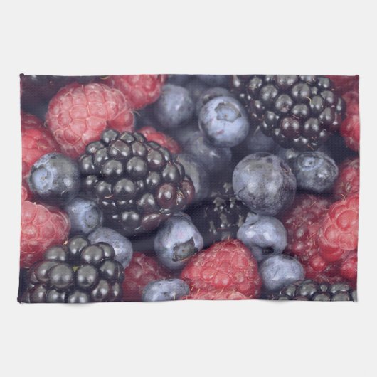 Summer Fruit Mixed Berries Close Up Photo キッチンタオル (横)