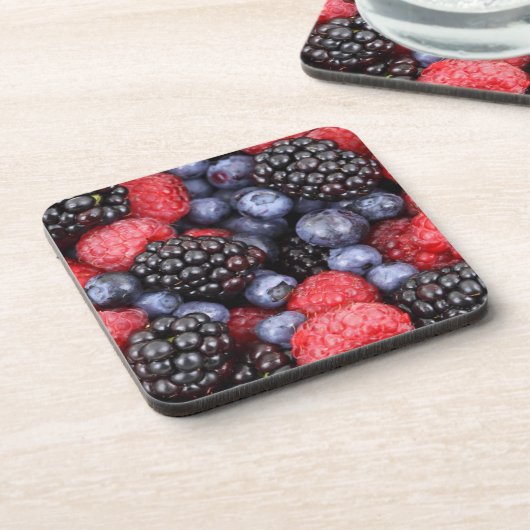 Summer Fruit Mixed Berries Close Up Photo コースター (左側)