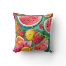 Summer Fruit Pattern Throw Pillow 