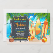 Summer Fun Beach Surfing Birthday 招待状 (正面)