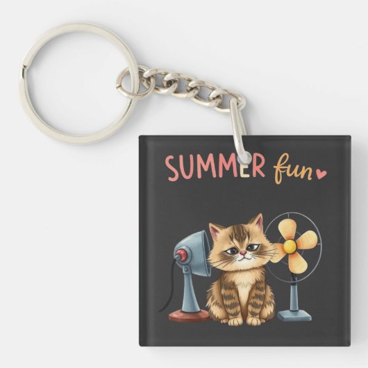 Summer Fun Cat T-Shirt Sarcastic Tabby  キーホルダー (正面)