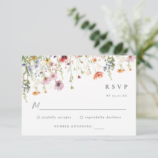 Summer Garden Floral Wedding RSVP Card (スタンド正面)