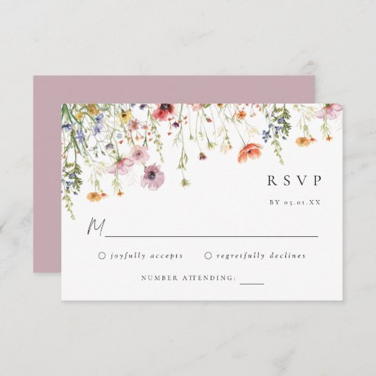 Summer Garden Floral Wedding RSVP Card (正面/裏面)