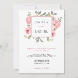 Summer Garden Watercolor Floral Wedding 招待状