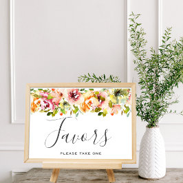 Summer Garden Watercolor Floral Wedding Poster ポスター