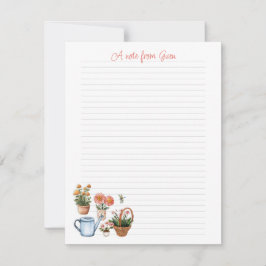 Summer Gardening Lined Personal Note Paper ノートカード