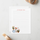 Summer Gardening Lined Personal Note Paper ノートカード (正面/裏面インサイチュ)